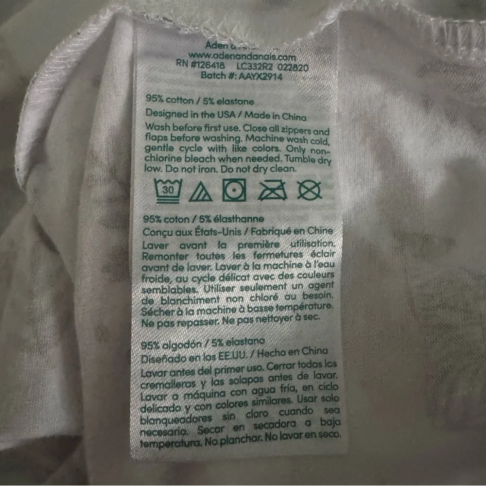 Aden + Anais Baby Sleep Sack Full Zip Safari Animals Size 0-3